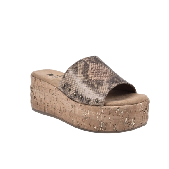 WHITE MOUNTAIN womens Diligent Slide flatform Sandal Snake print size 8.5M - Picture 1 of 6